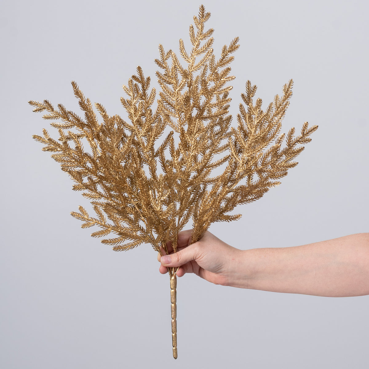 21" Glittered Metallic Pine Bush: Gold (4 Stem) detail photo 3
