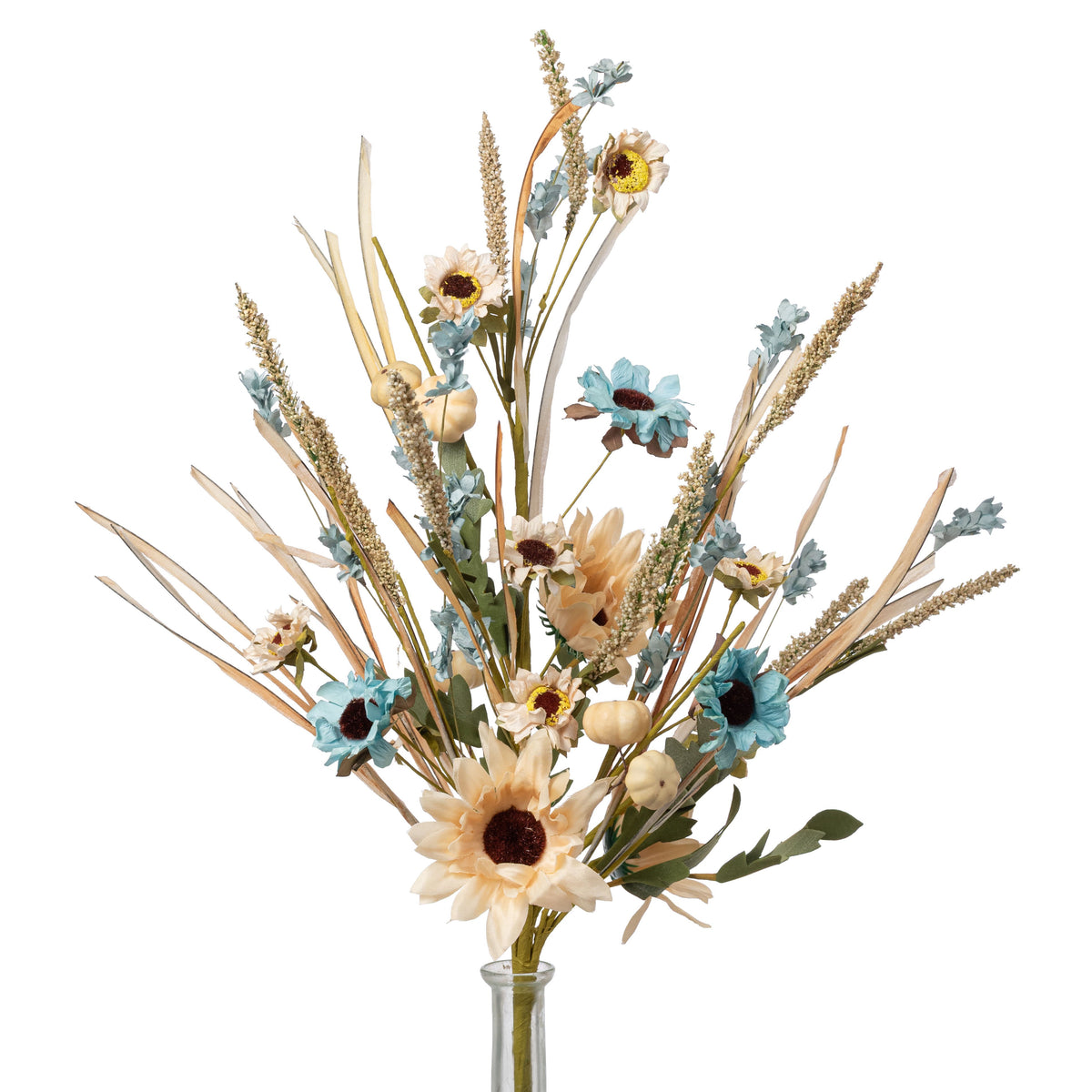 21" Sunflower, Pumpkin & Cattail Filler Bush: Blue & Cream Item Number: 56519BU21
