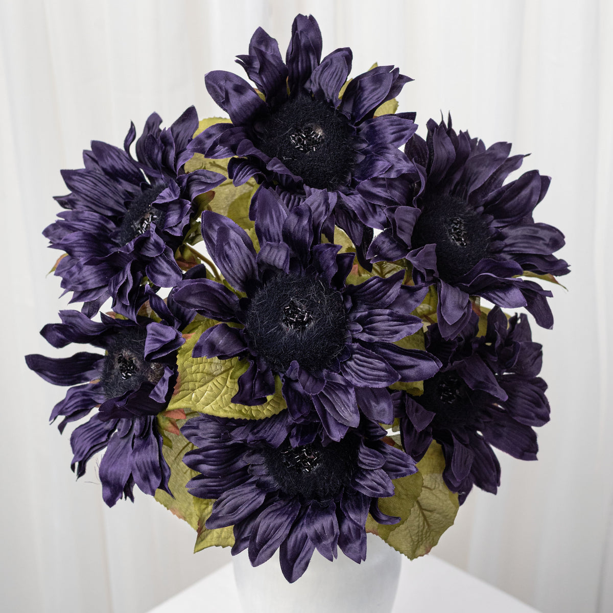 22" Faux Sunflower Bush: Purple (7 Stem) Item Number: 57332PU