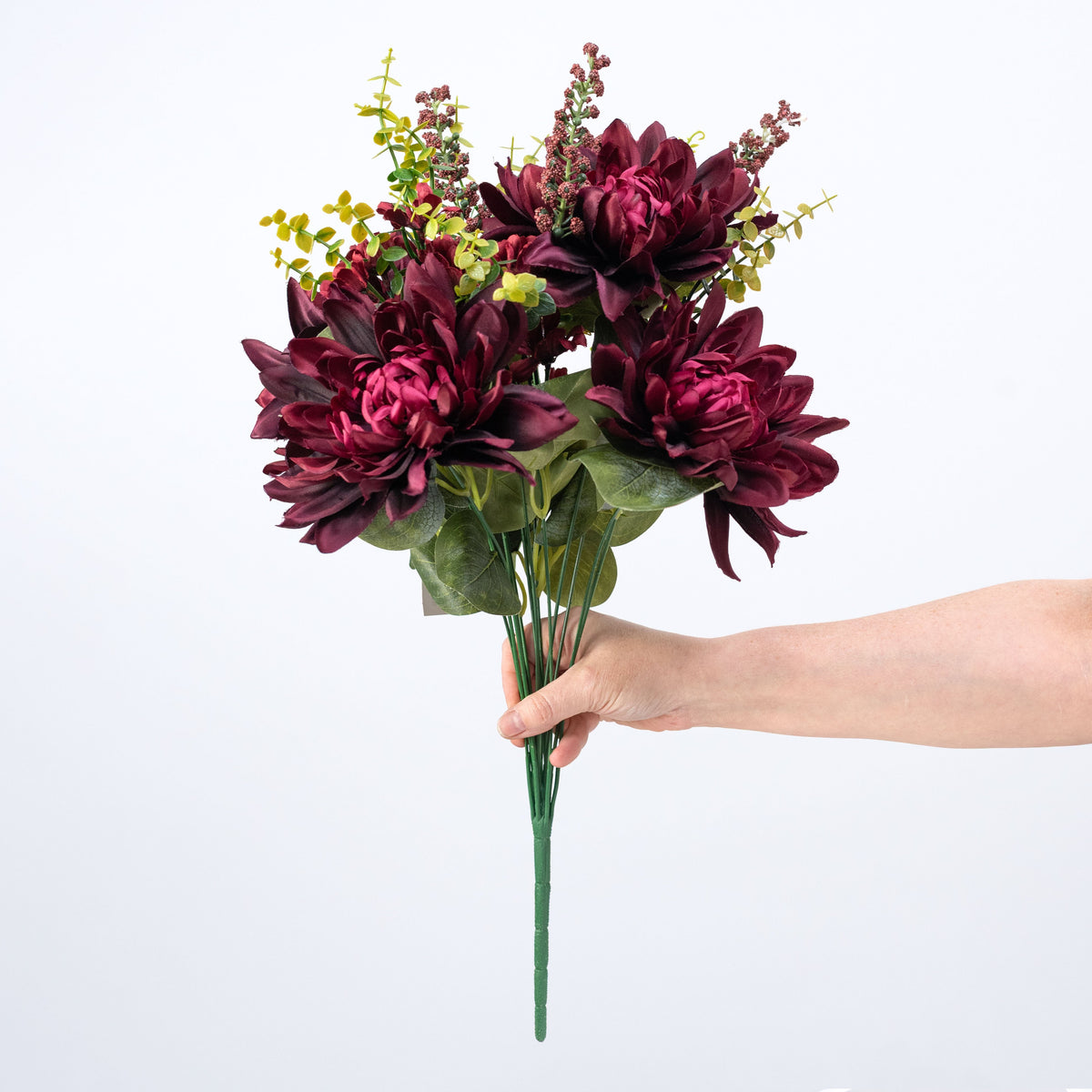 23" Dahlia & Daisy Bush: Burgundy (14 Stem) detail photo 3