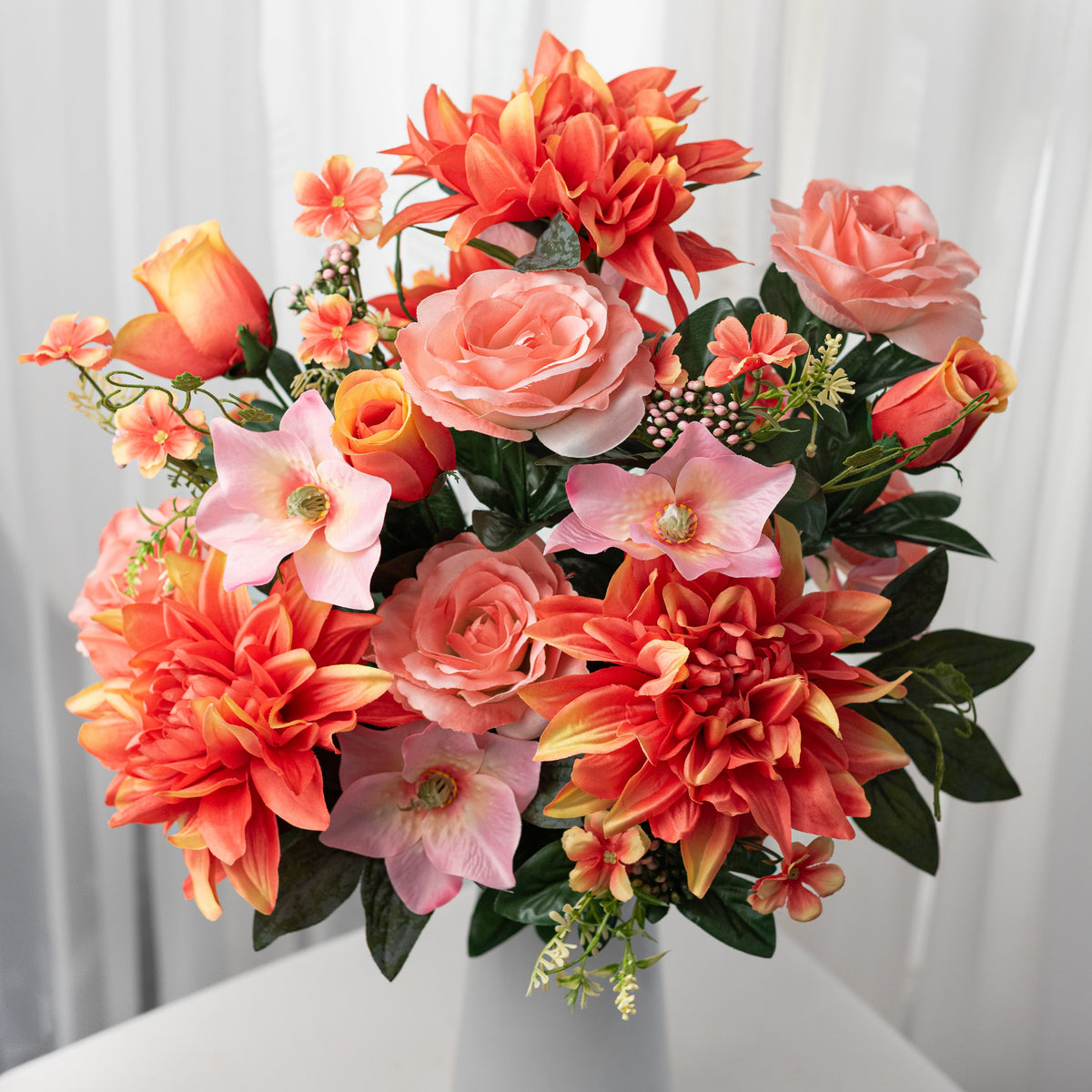24" Dahlia Rose Magnolia Bush: Coral (24 Stem) Item Number: 64046CO
