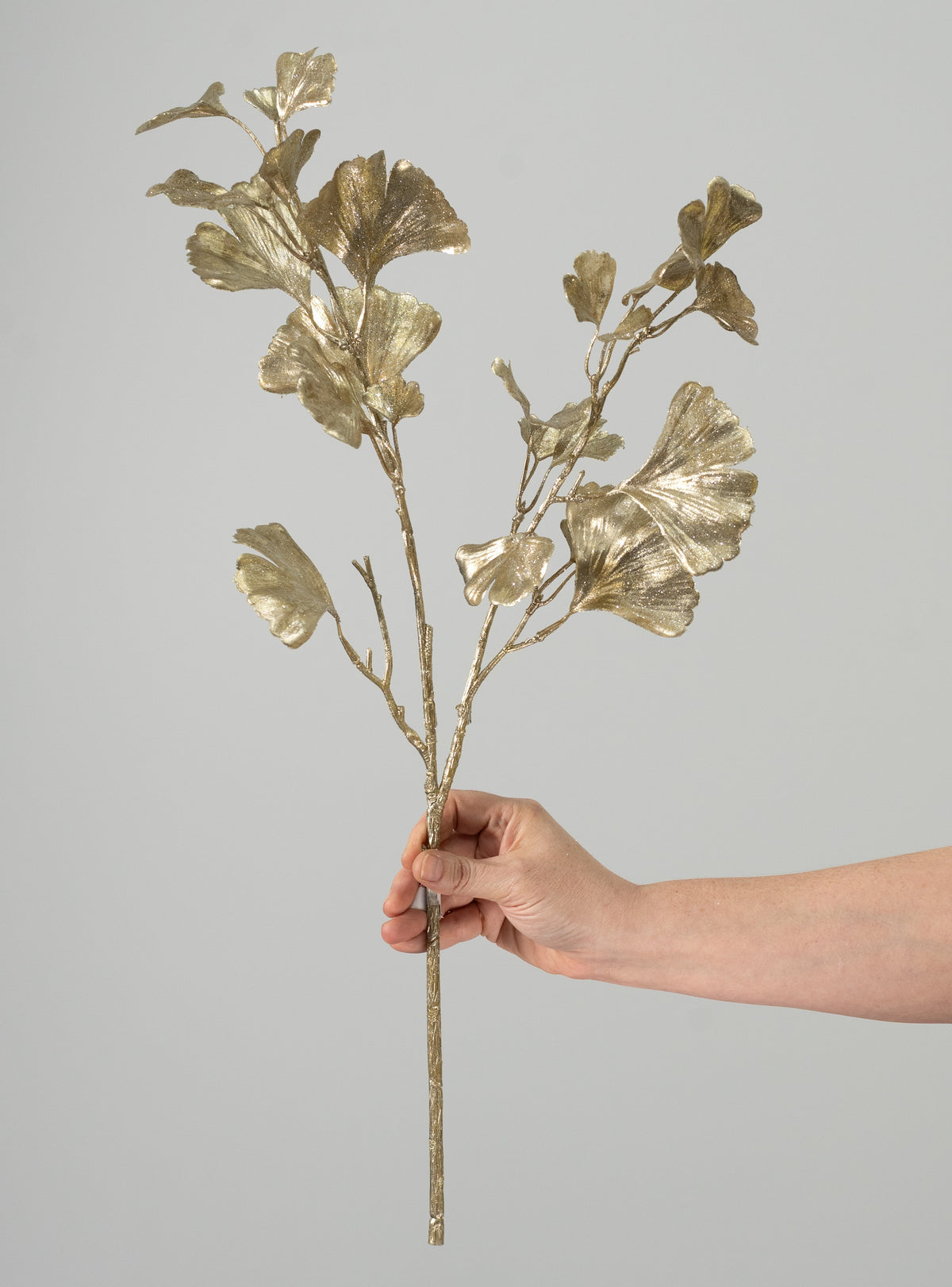 24" Gingko Leaf Spray: Champagne Gold detail photo 3