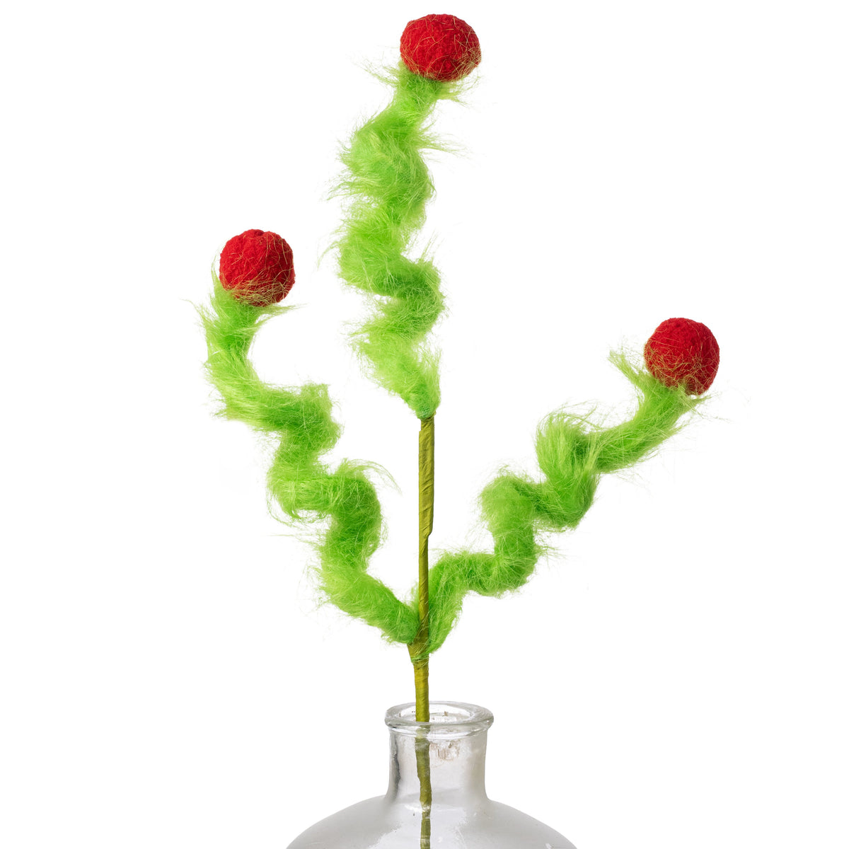 25" Furry Fabric & Ball Spray: Green & Red Item Number: 279709