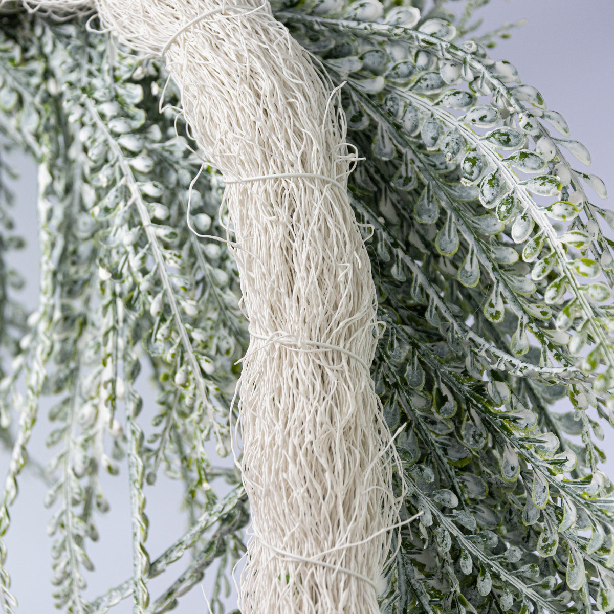 26" x 17" Draping Button Fern Wreath: White Wash detail photo 5