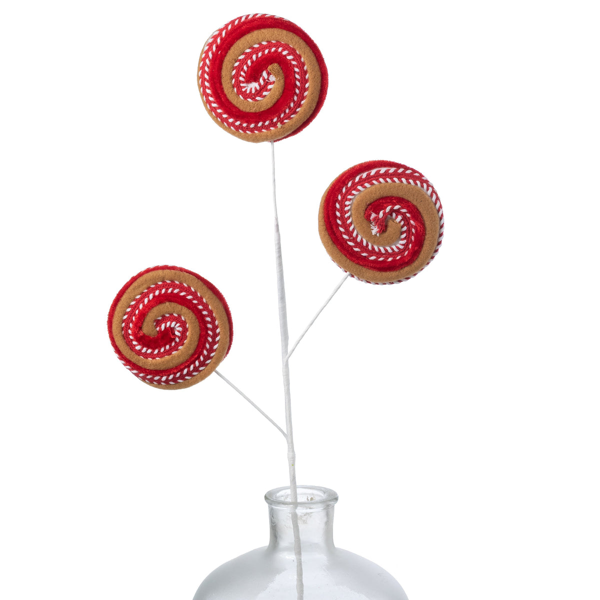 26" Lollipop Stitch Swirl Spray: Red Gingerbread Item Number: 86725RDWTBN