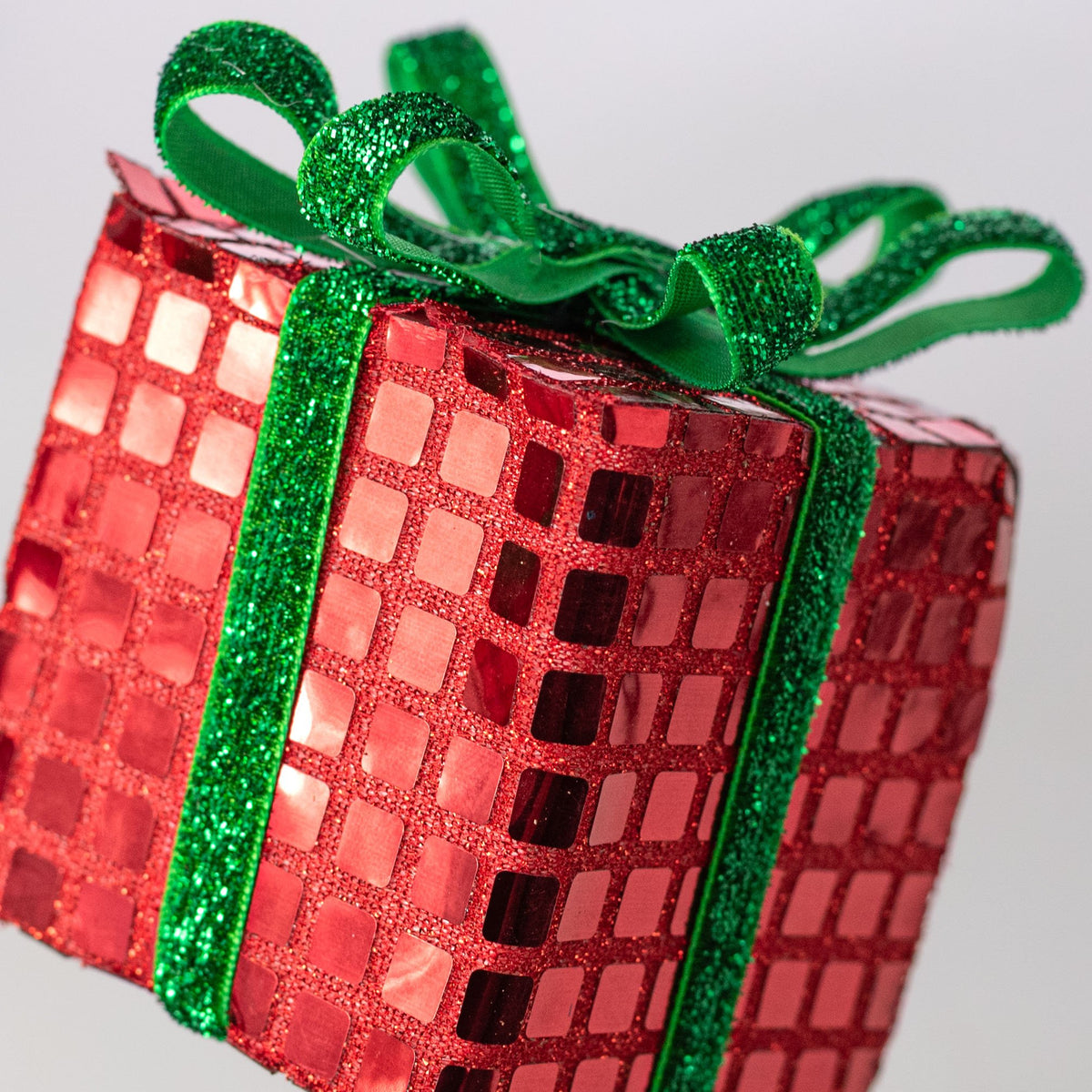 28" Metallic Gift Box Spray: Red & Green Lifestyle Photo