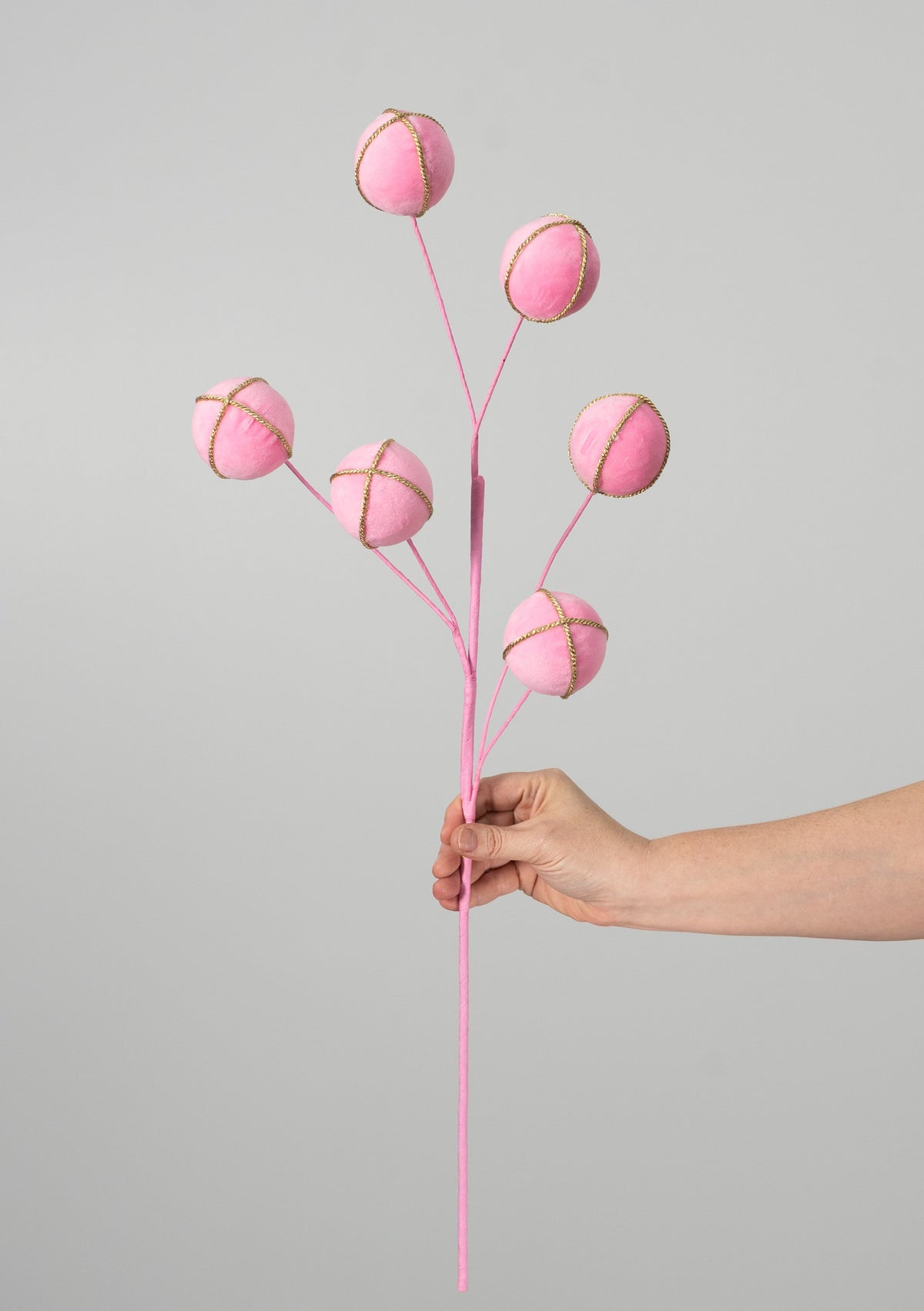 28" Velvet & Trim Ball Spray: Pink detail photo 3