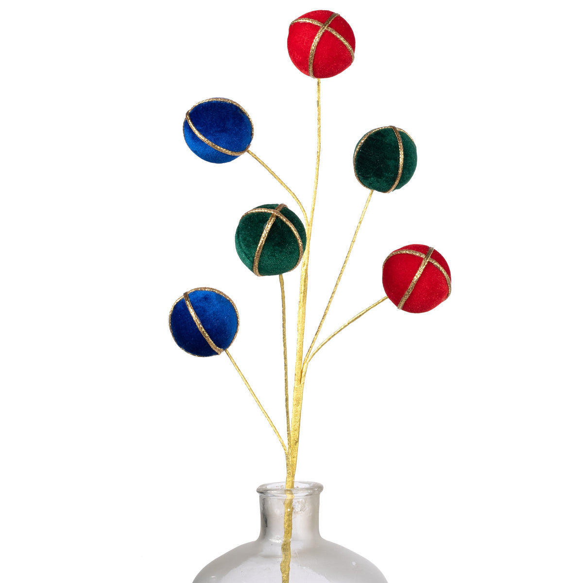 28" Velvet & Trim Ball Spray: Preppy Christmas Item Number: 86766RGB