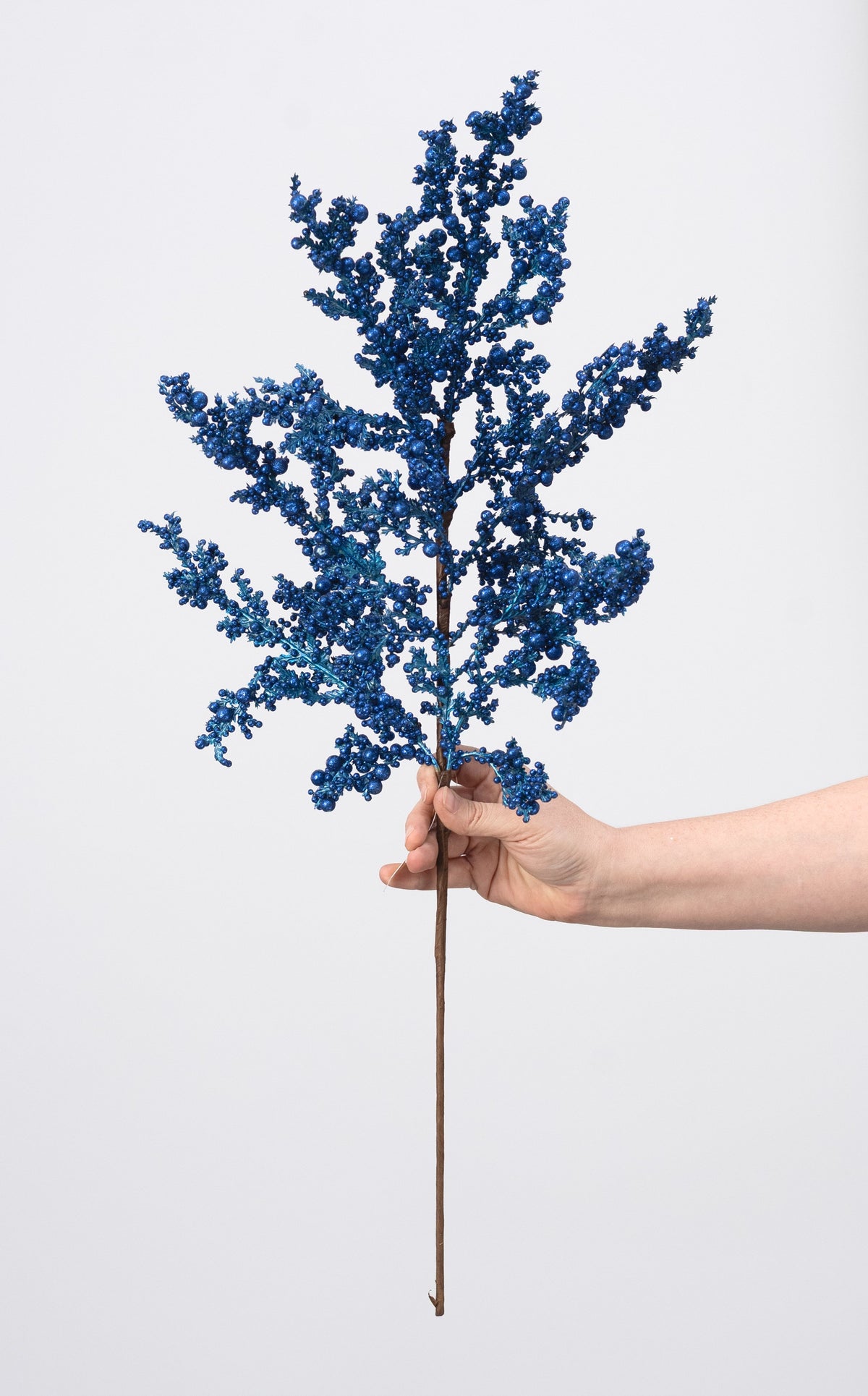 29" Glitter Mixed Berry & Cedar Spray: Royal Blue detail photo 3