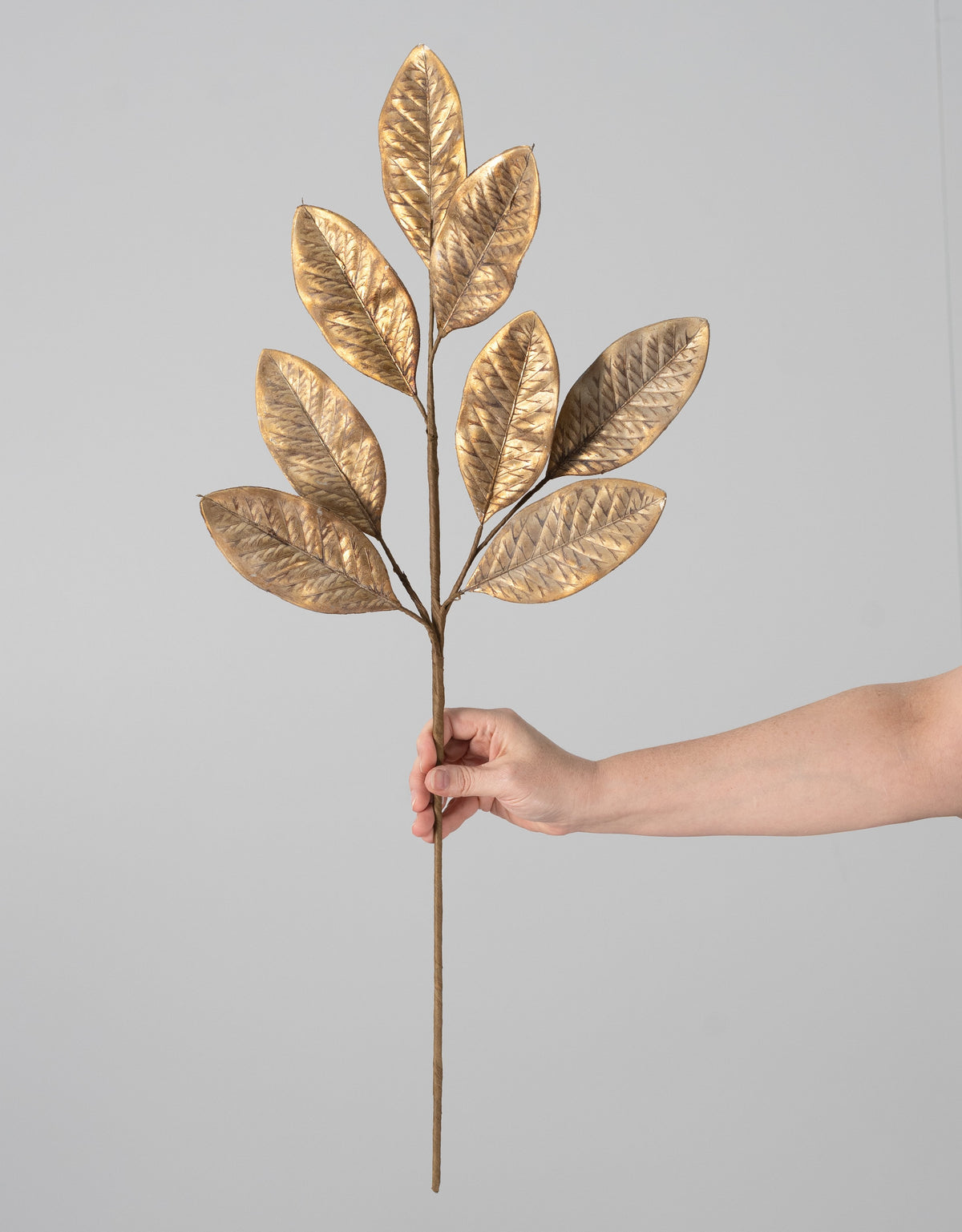 30" Metallic Magnolia Leaves Spray: Gold detail photo 3