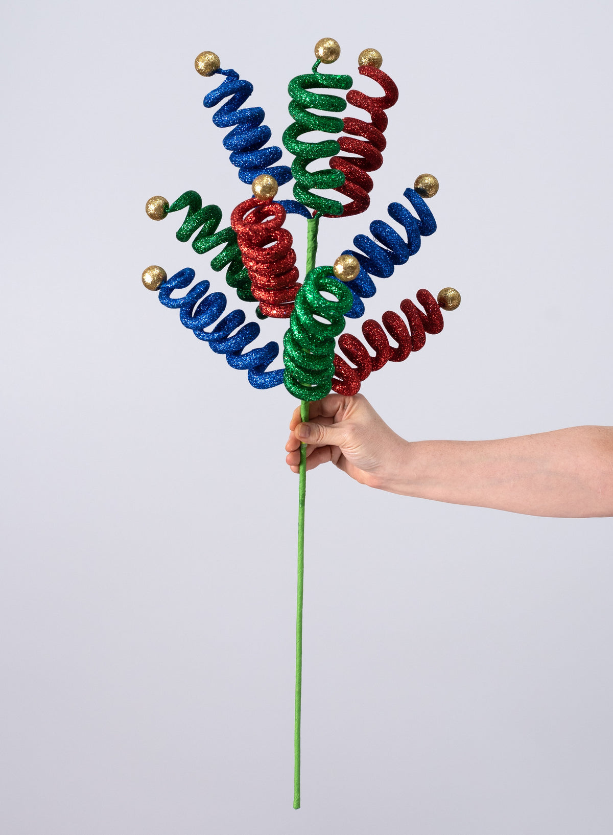 32" Curly Ball Spray: Preppy Christmas detail photo 3