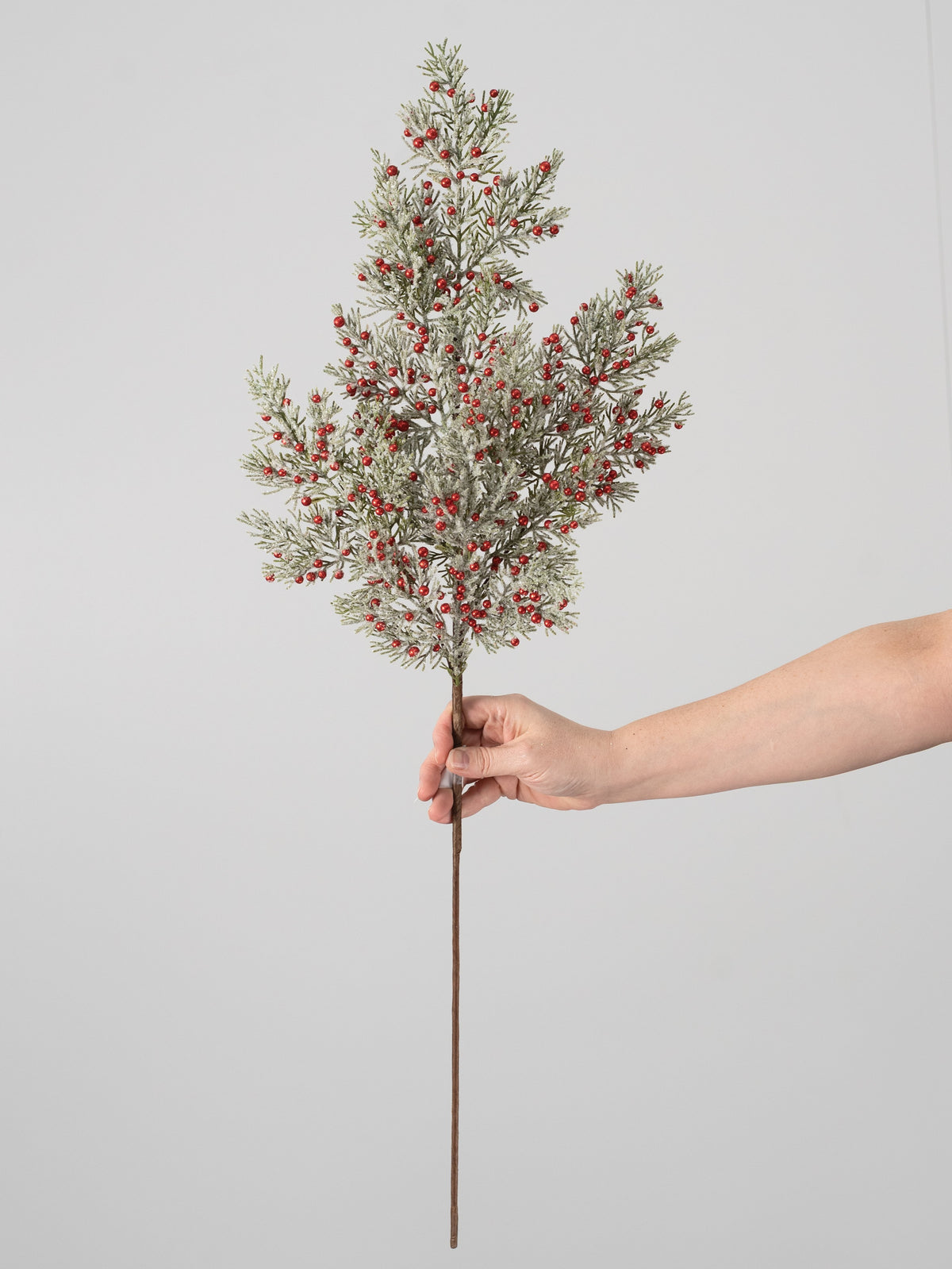 32" Glittered Cedar & Berry Spray: Red detail photo 3