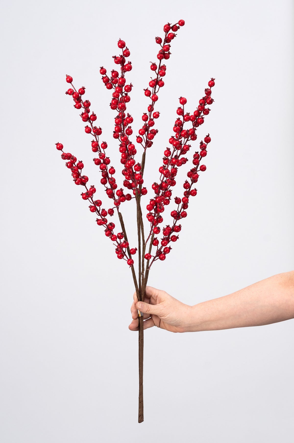 34" Weather Resistant Berry Branch Spray: Red detail photo 3