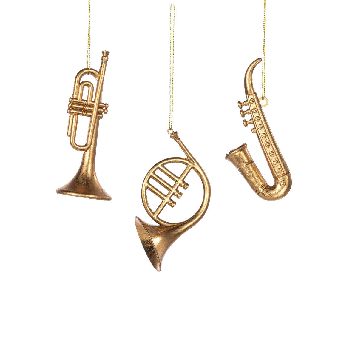 4-5" Musical Instrument Ornaments: Gold (3 Assorted) Item Number: XJ745108