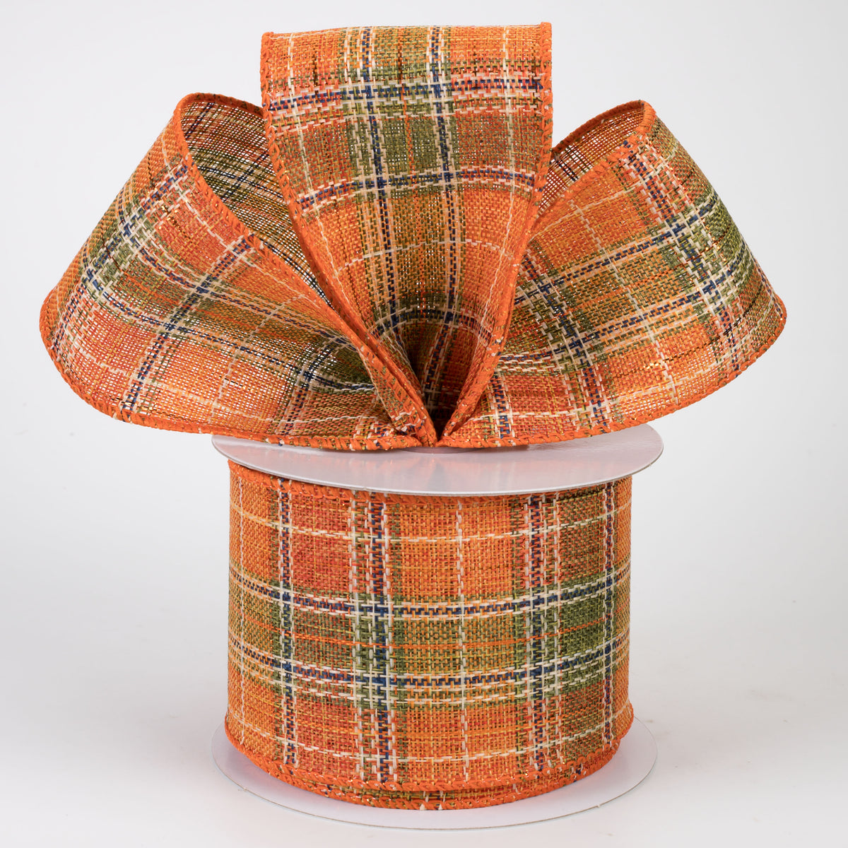 2.5" Coarse Weave Metallic Plaid Ribbon: Fall (10 Yards)