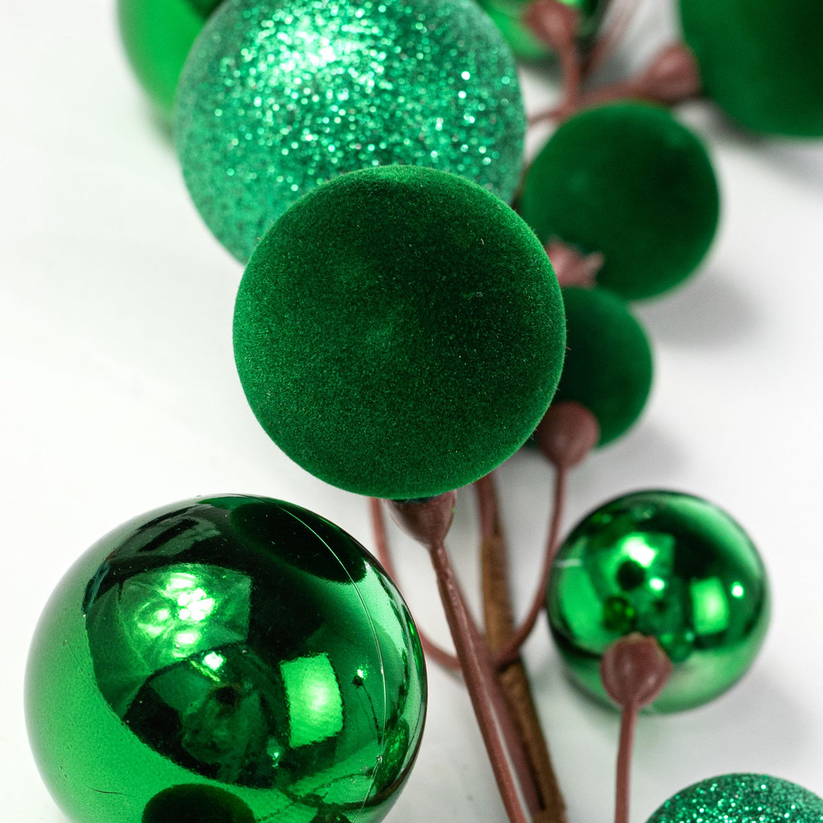 65" Mixed Ball Ornament Garland: Green detail photo 3
