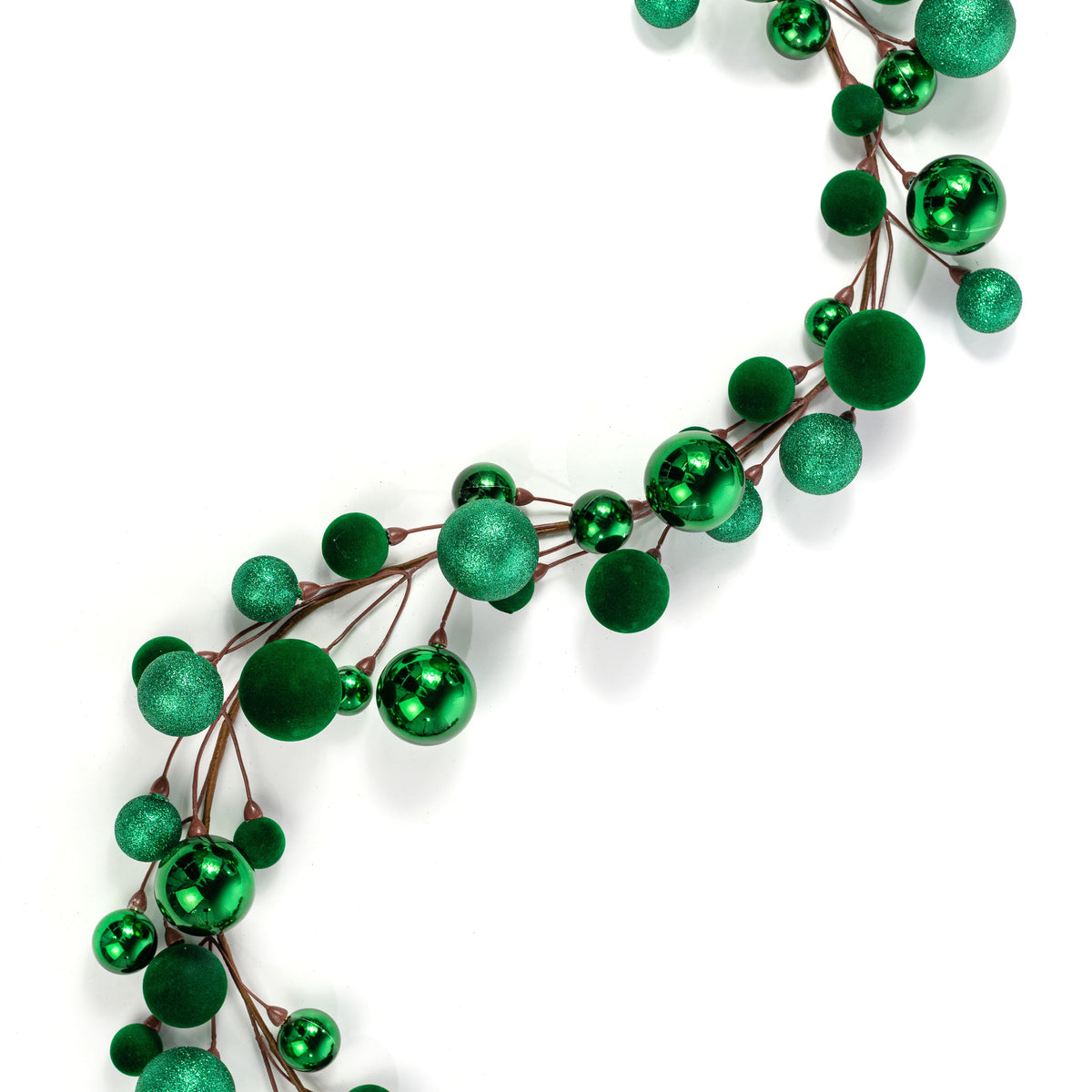 65" Mixed Ball Ornament Garland: Green Item Number: 32256-GN
