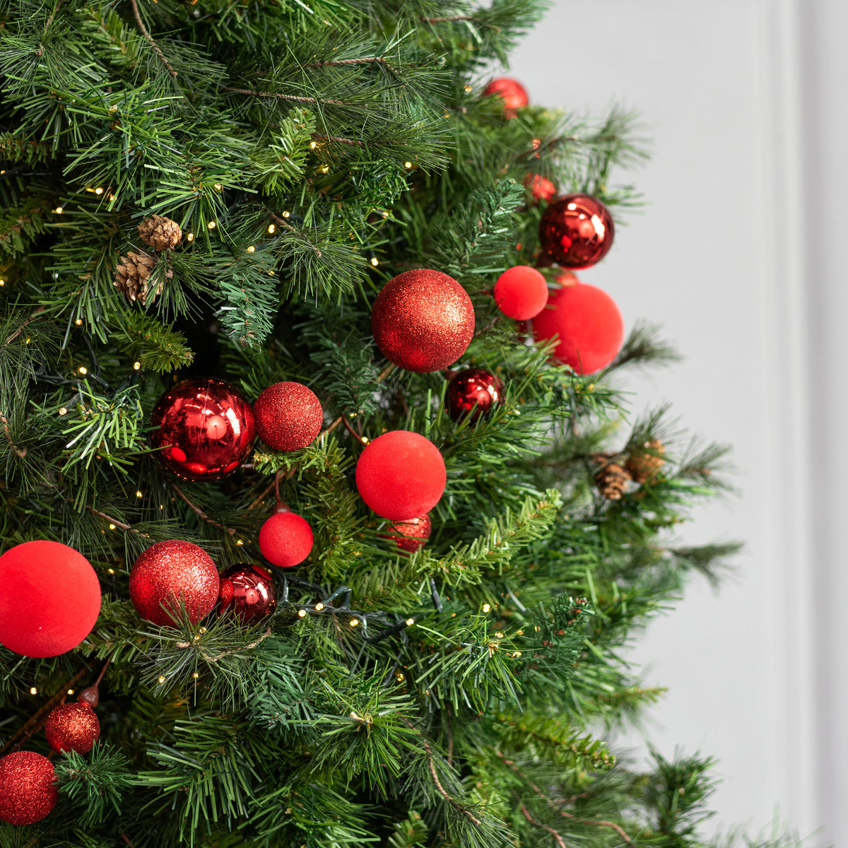 65" Mixed Ball Ornament Garland: Red Lifestyle Photo