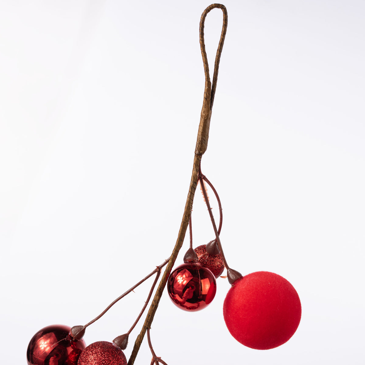 65" Mixed Ball Ornament Garland: Red detail photo 4