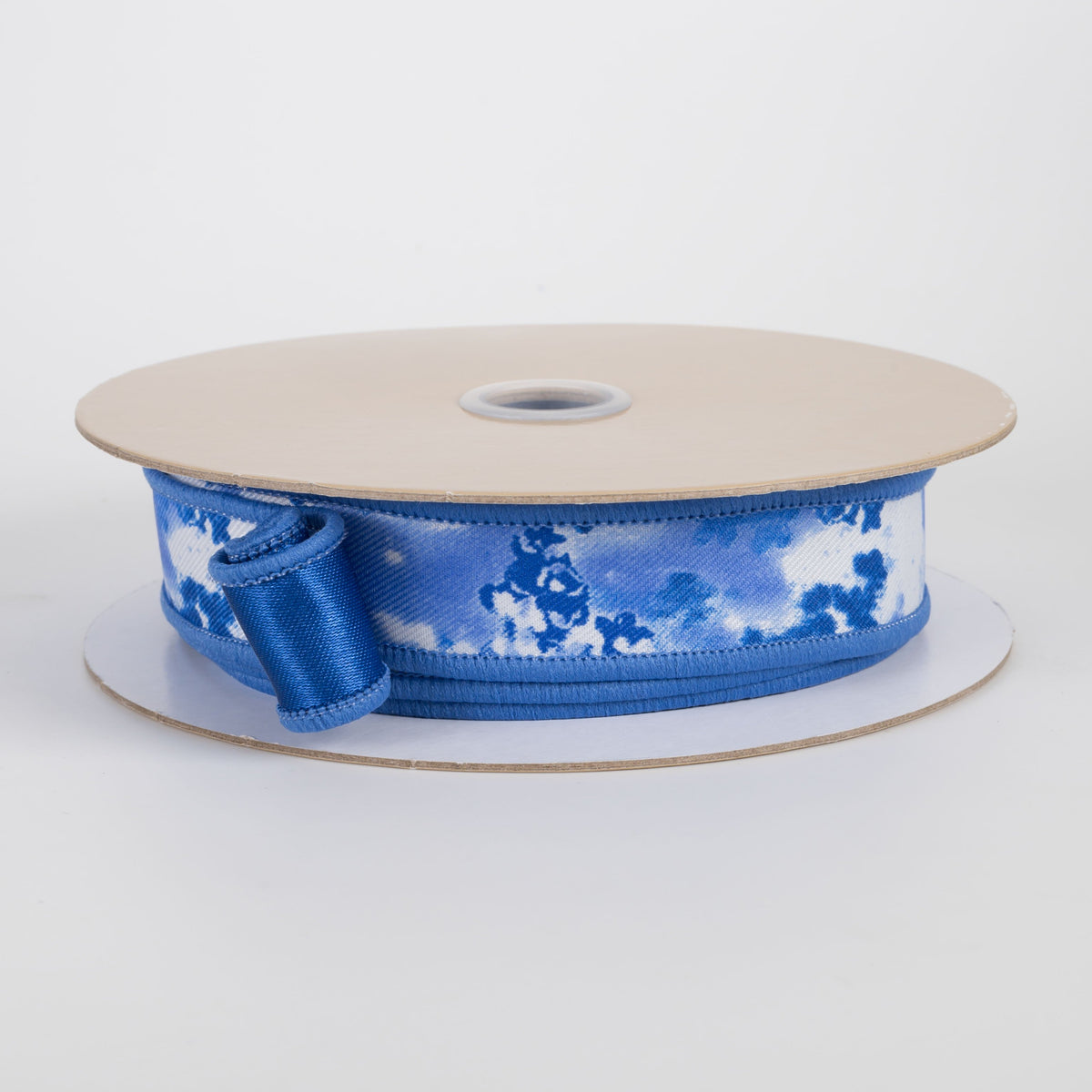 7/8" Double Sided Fused Abstract Print Ribbon: Blues & White (10 Yards) Item Number: LX331403