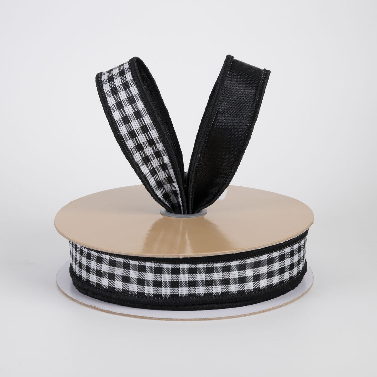 7/8" Double Sided Fused Check & Satin Ribbon: Black & White (10 Yards) Lifestyle Photo