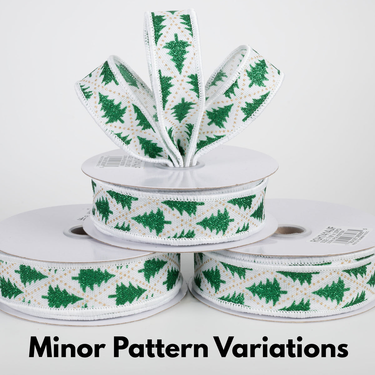 7/8" Glitter Christmas Tree Harlequin Ribbon: Emerald Green (10 Yards) Lifestyle Photo