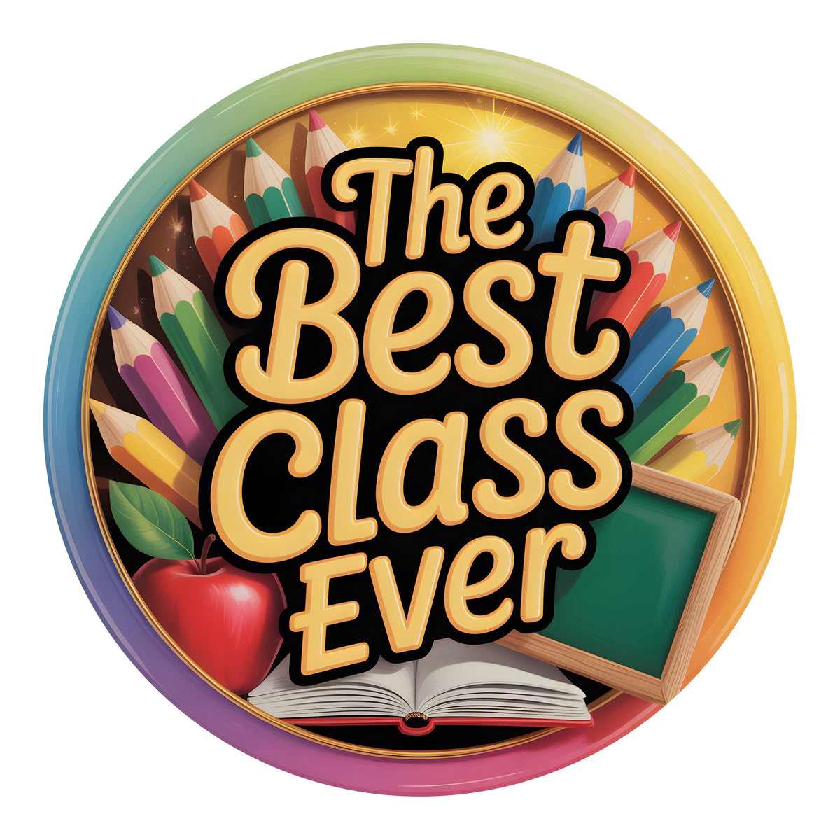 9.4" Round Waterproof Sign: Best Class Ever School Supplies Item Number: CD1458NH-094