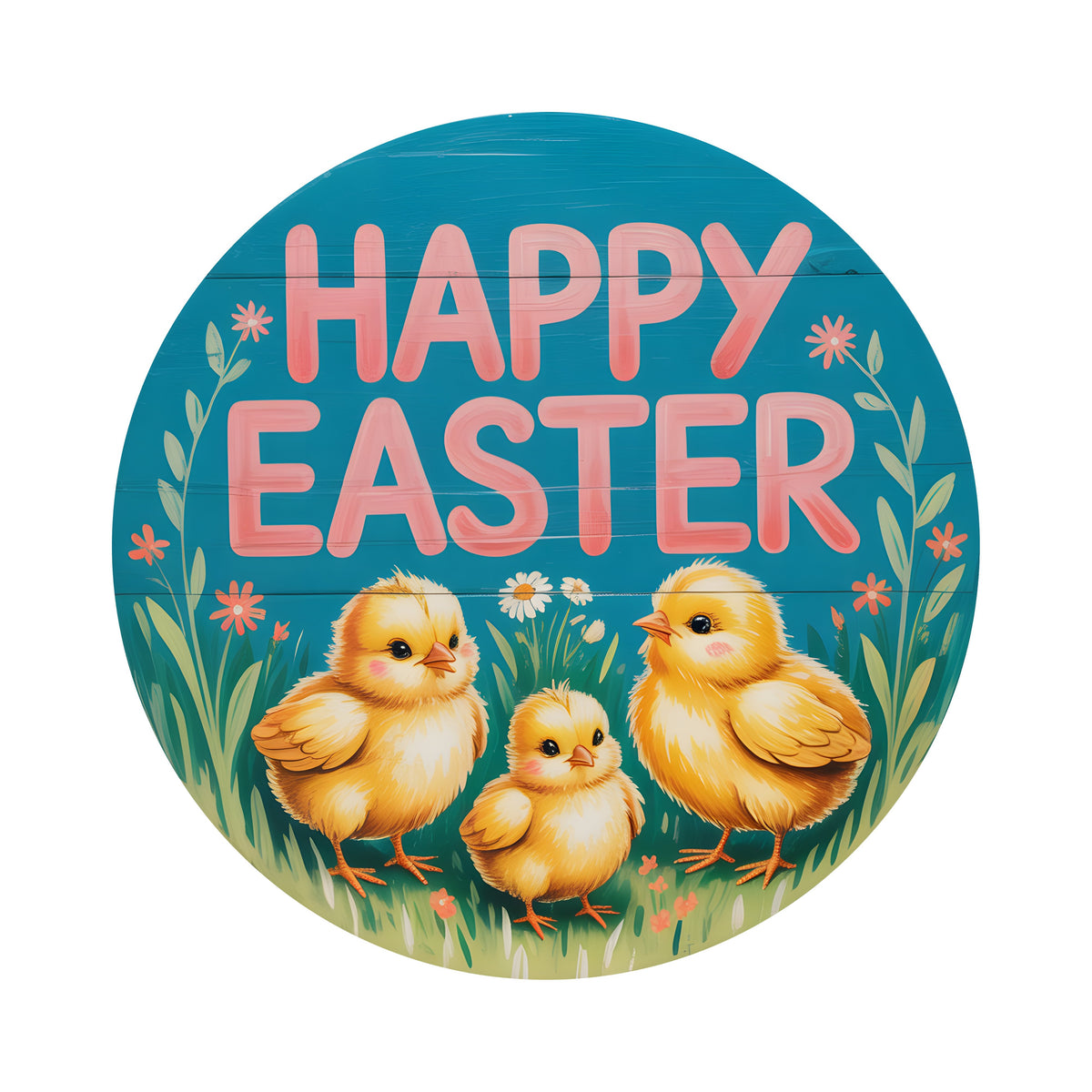 9.4" Round Waterproof Sign: Happy Easter Baby Chicks Item Number: CD1285NH-094