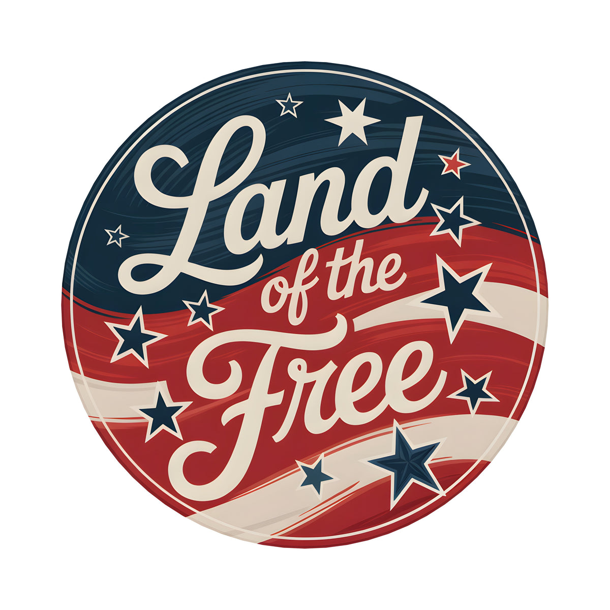 9.4" Round Waterproof Sign: Land of the Free Vintage Item Number: CD1241NH-094