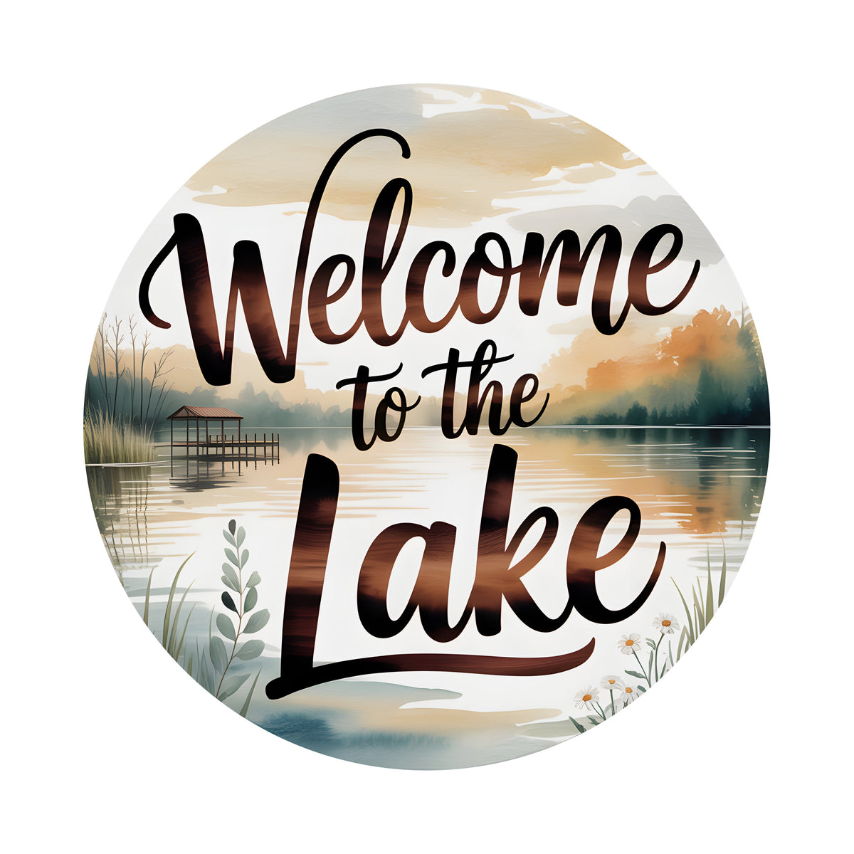 9.4" Round Waterproof Sign: Welcome to the Lake Misty Dock Item Number: CD1306NH-094