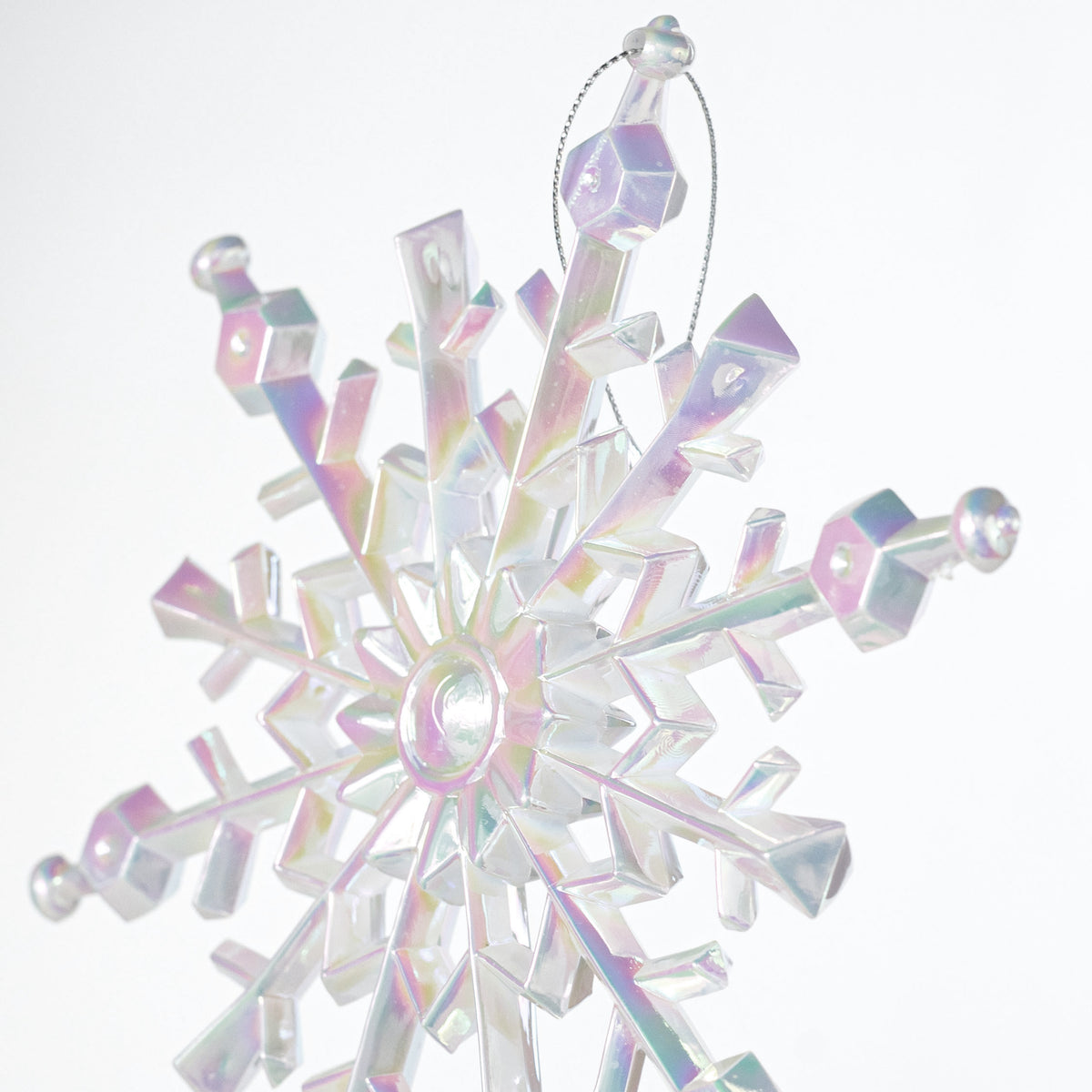 8" Iridescent Snowflake Ornament: White