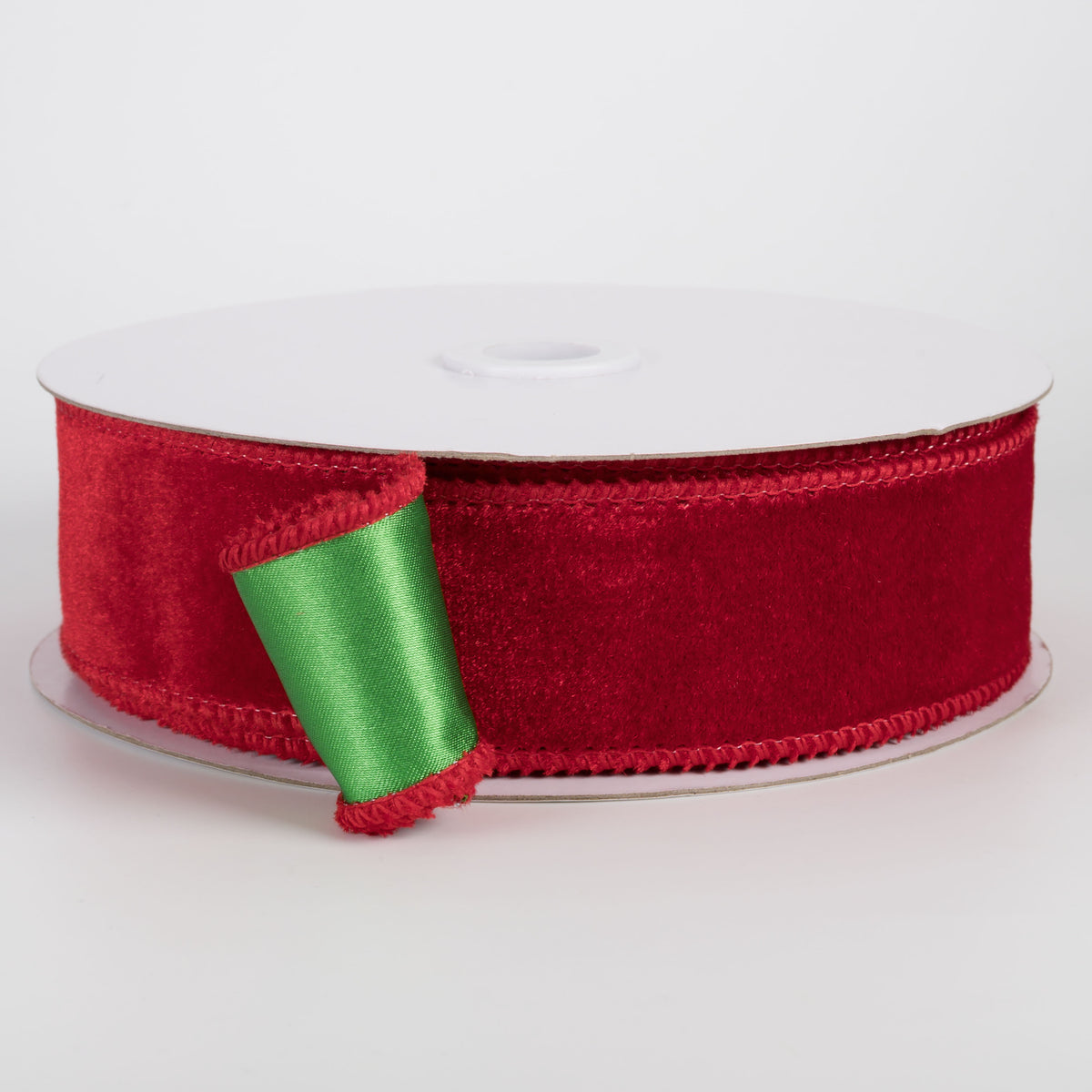 1.5" Deluxe Velvet Satin Backing Ribbon: Red & Green (10 Yards)