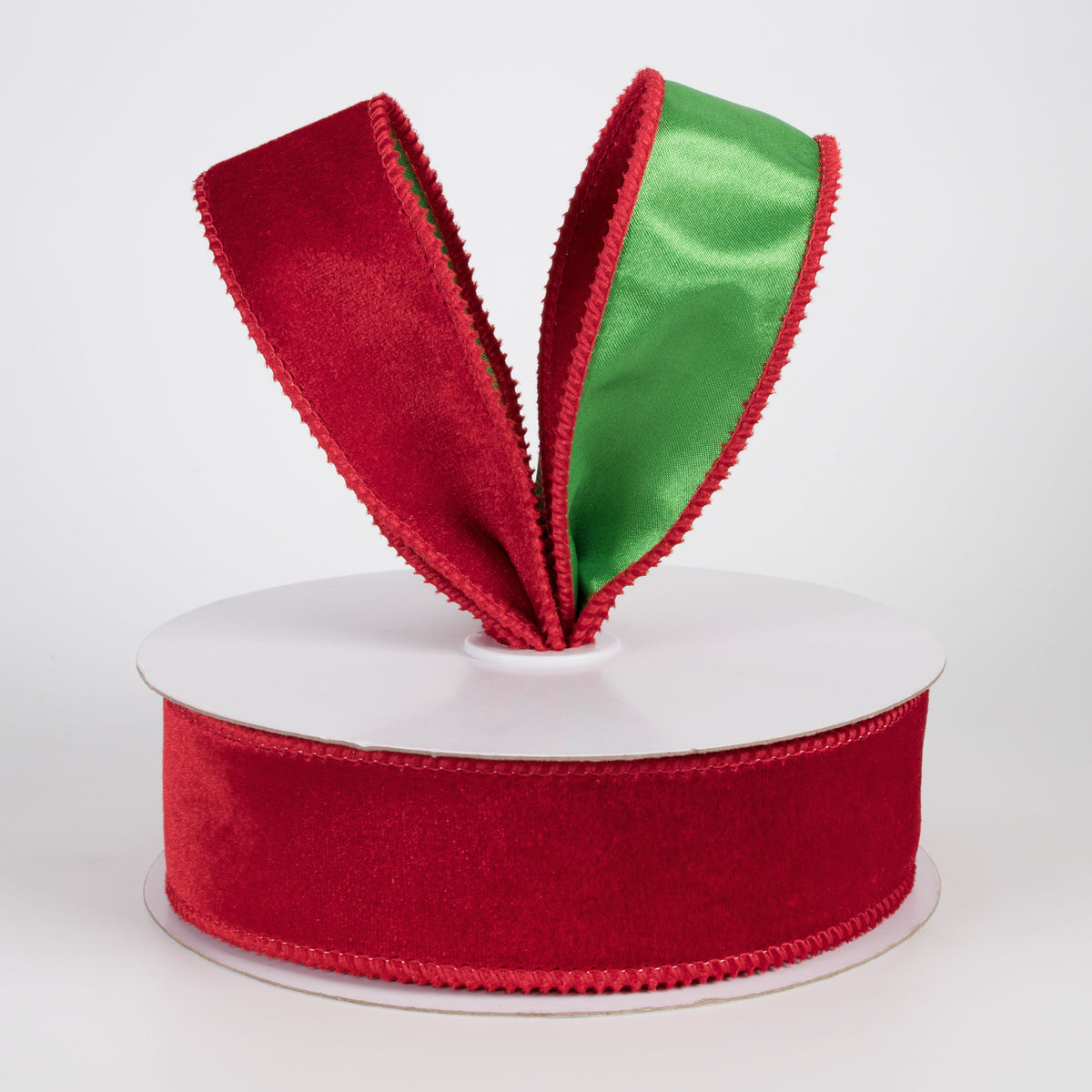 1.5" Deluxe Velvet Satin Backing Ribbon: Red & Green (10 Yards)