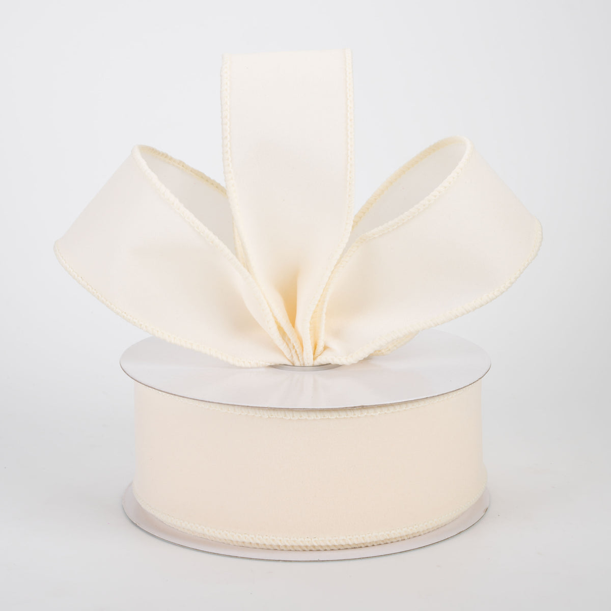 1.5" Wired Velvet Ribbon: Cream (10 Yards)