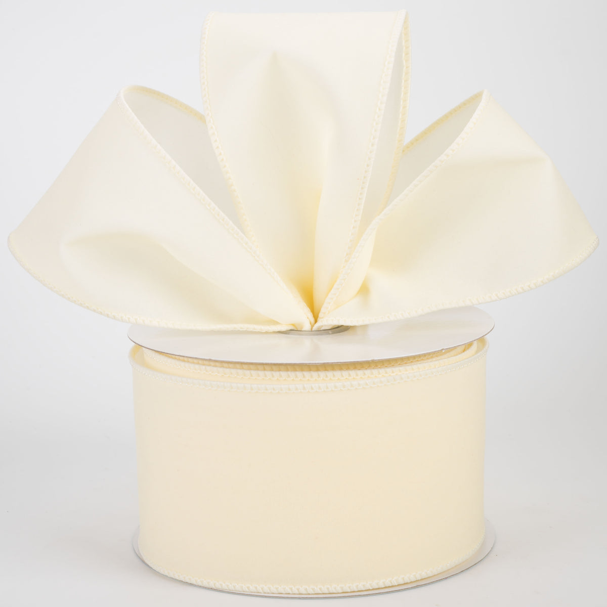 2.5" Wired Velvet Ribbon: Cream (10 Yards)