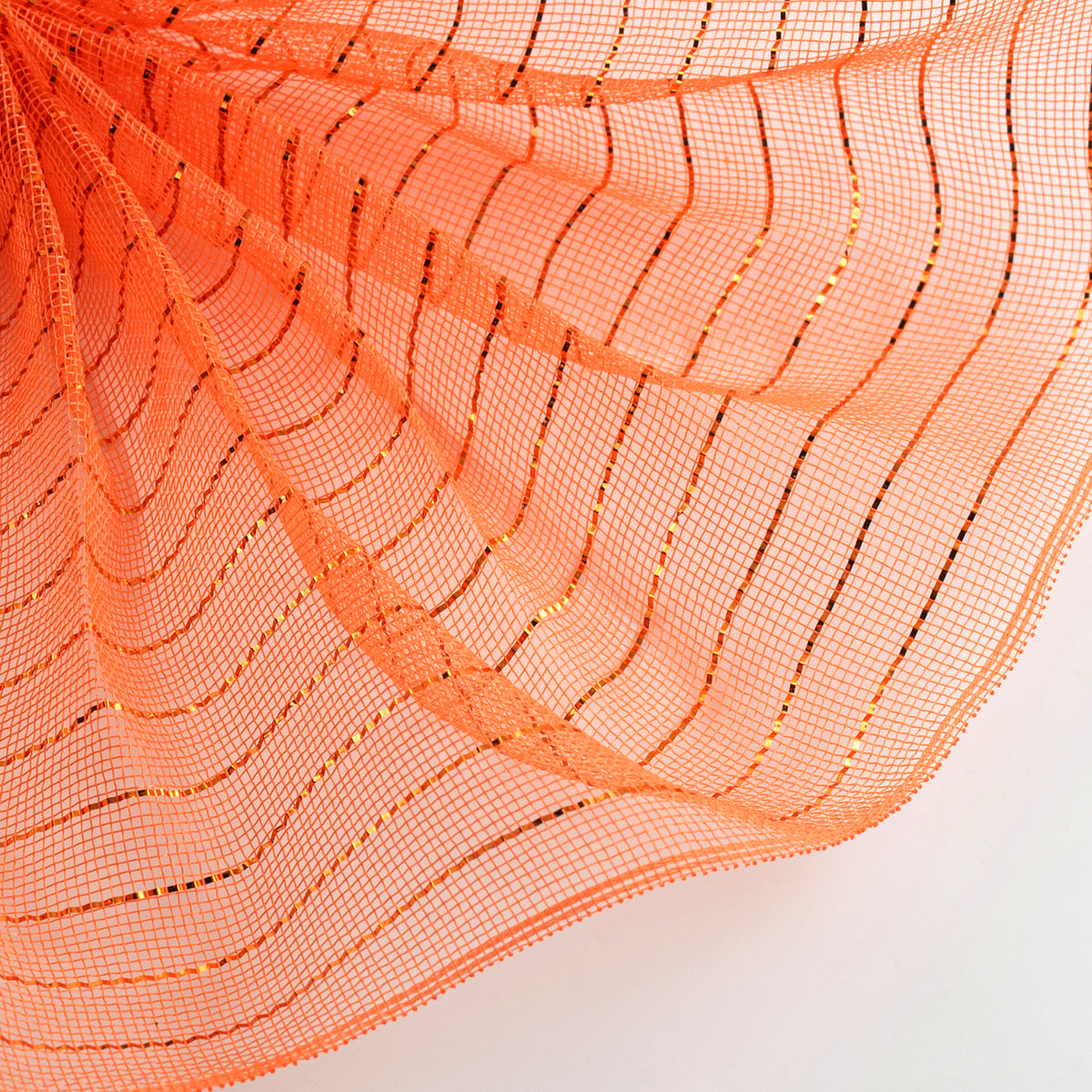 10" Metallic Fine Weave Deco Mesh: Orange & Copper
