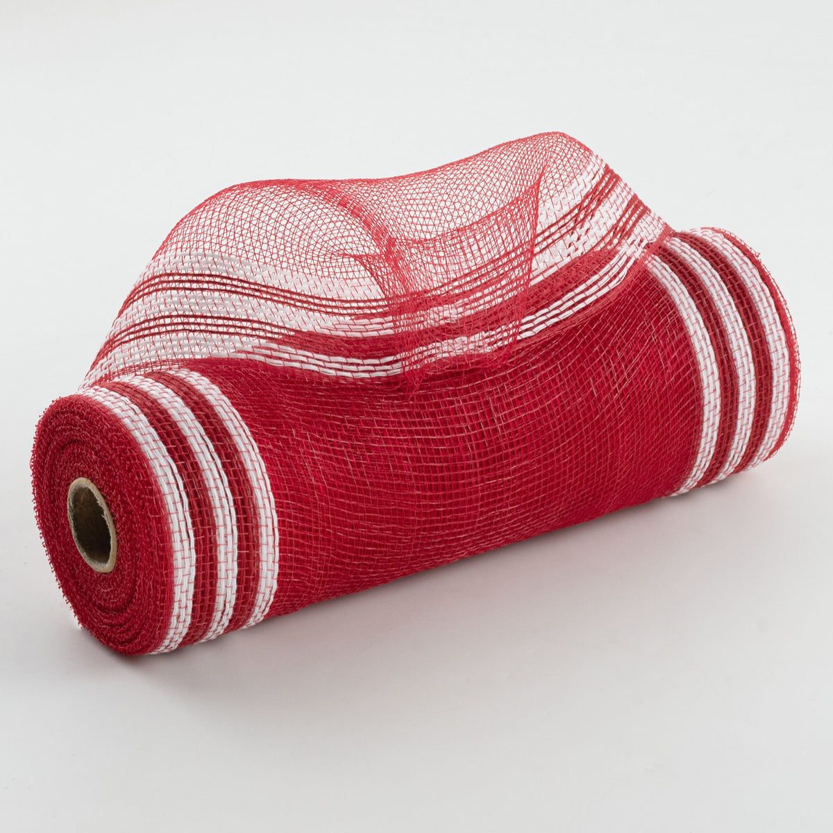 10" Border Stripe Mesh: Red & White