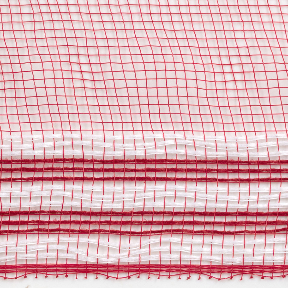 10" Border Stripe Mesh: Red & White
