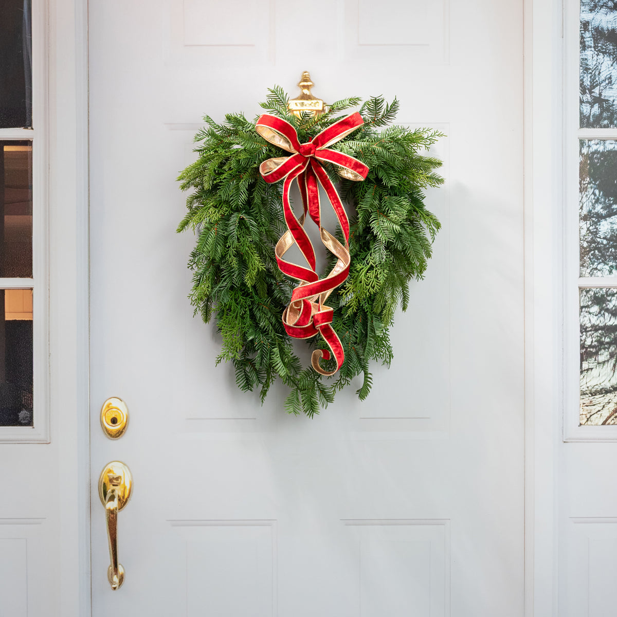 27" Soft Touch Hemlock & Pine Heart Wreath: Evergreen