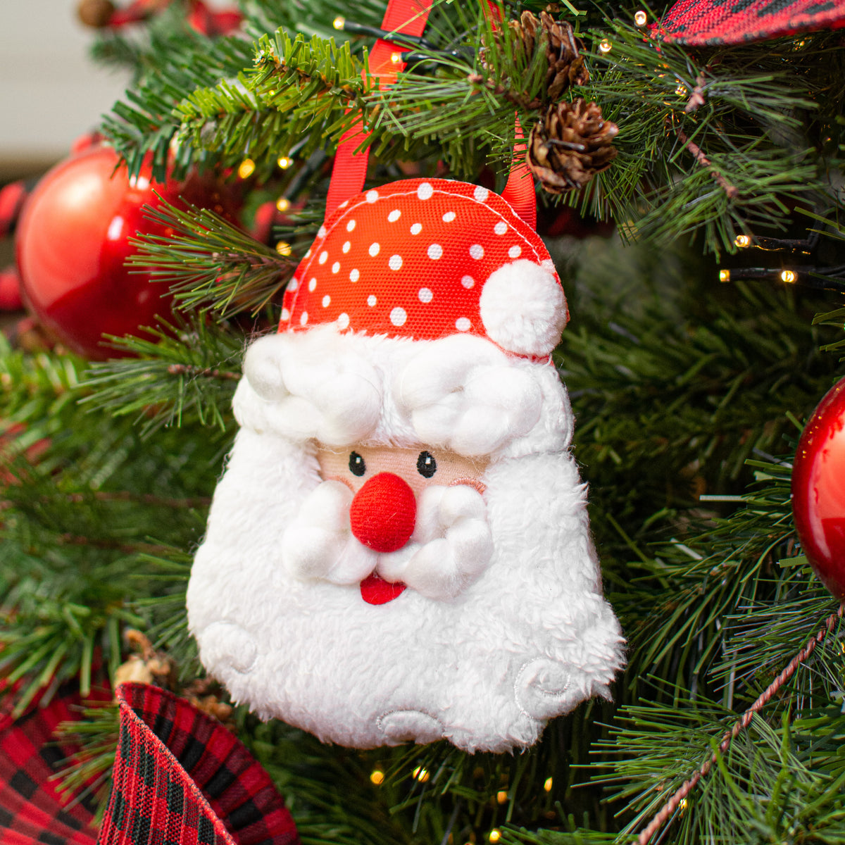 6" Adorables Fabric Polka Dot Santa Hanger Lifestyle Photo