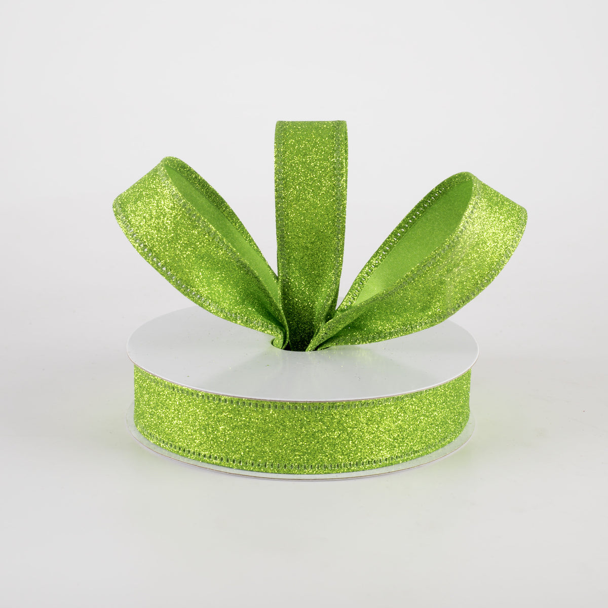 7/8" All Flat Glitter Wired Ribbon: Lime Green (10 Yards) Lifestyle Photo