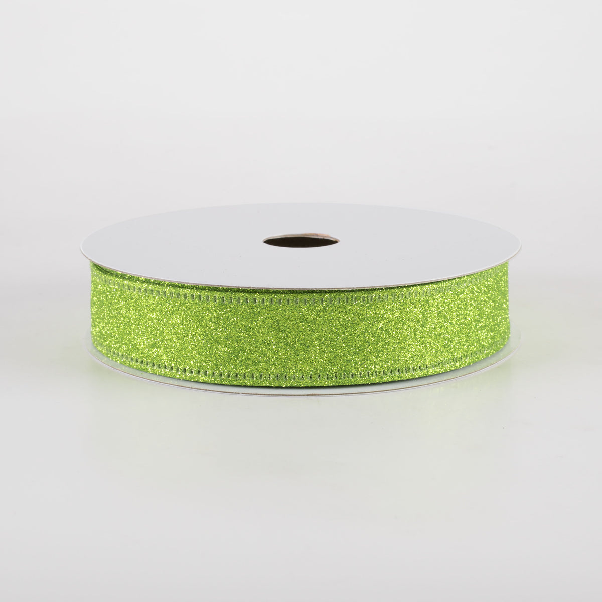 7/8" All Flat Glitter Wired Ribbon: Lime Green (10 Yards) Item Number: 76467-05-09