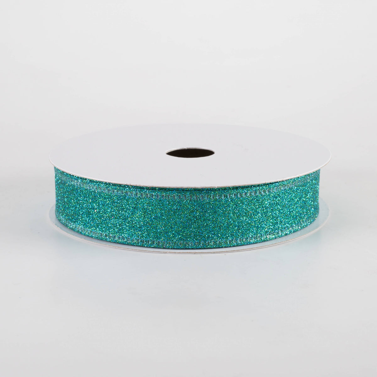 7/8" All Flat Glitter Wired Ribbon: Teal (10 Yards) Item Number: 76467-05-33