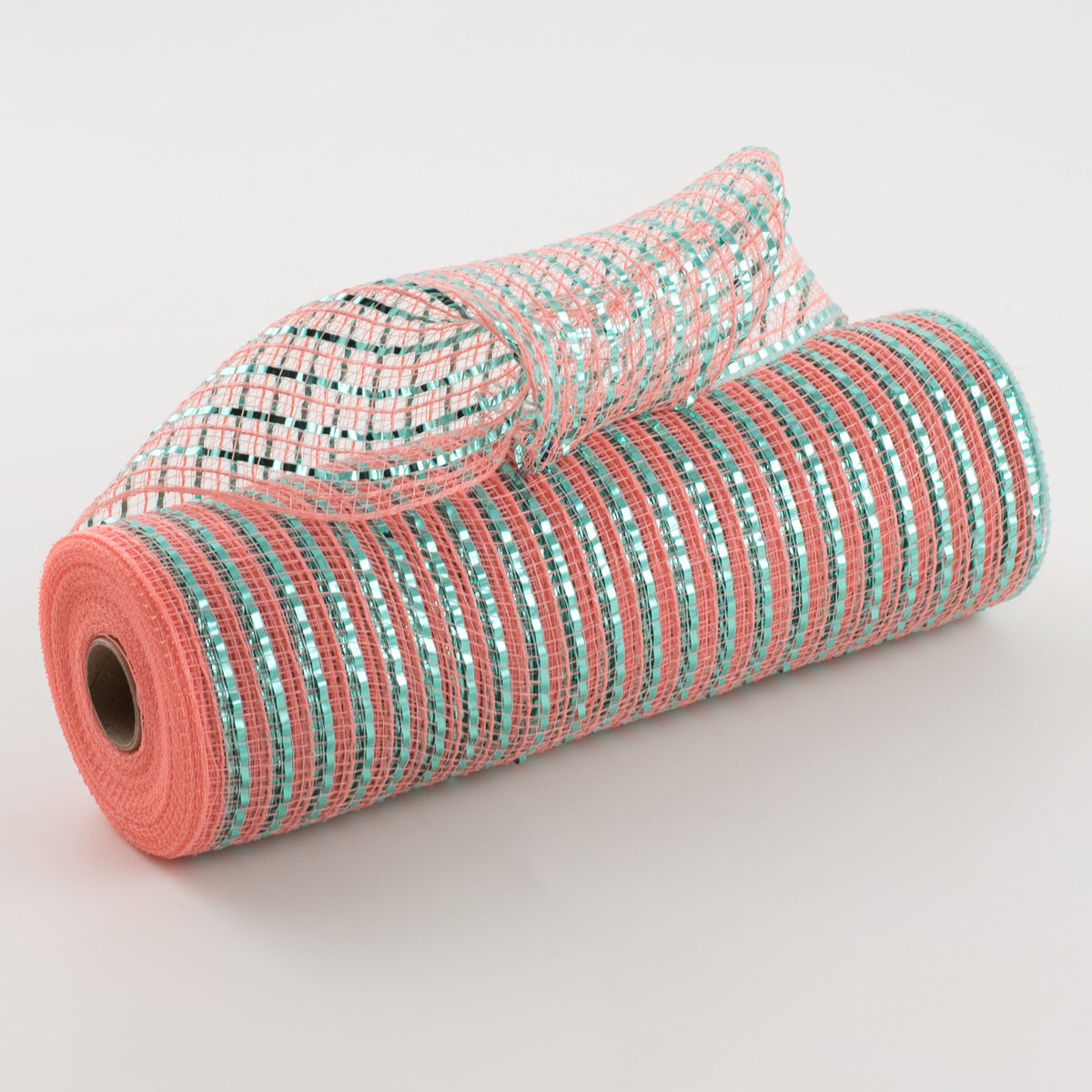 10" All Foil Thick Metallic Mesh: Coral & Aqua Item Number: XB102110-46
