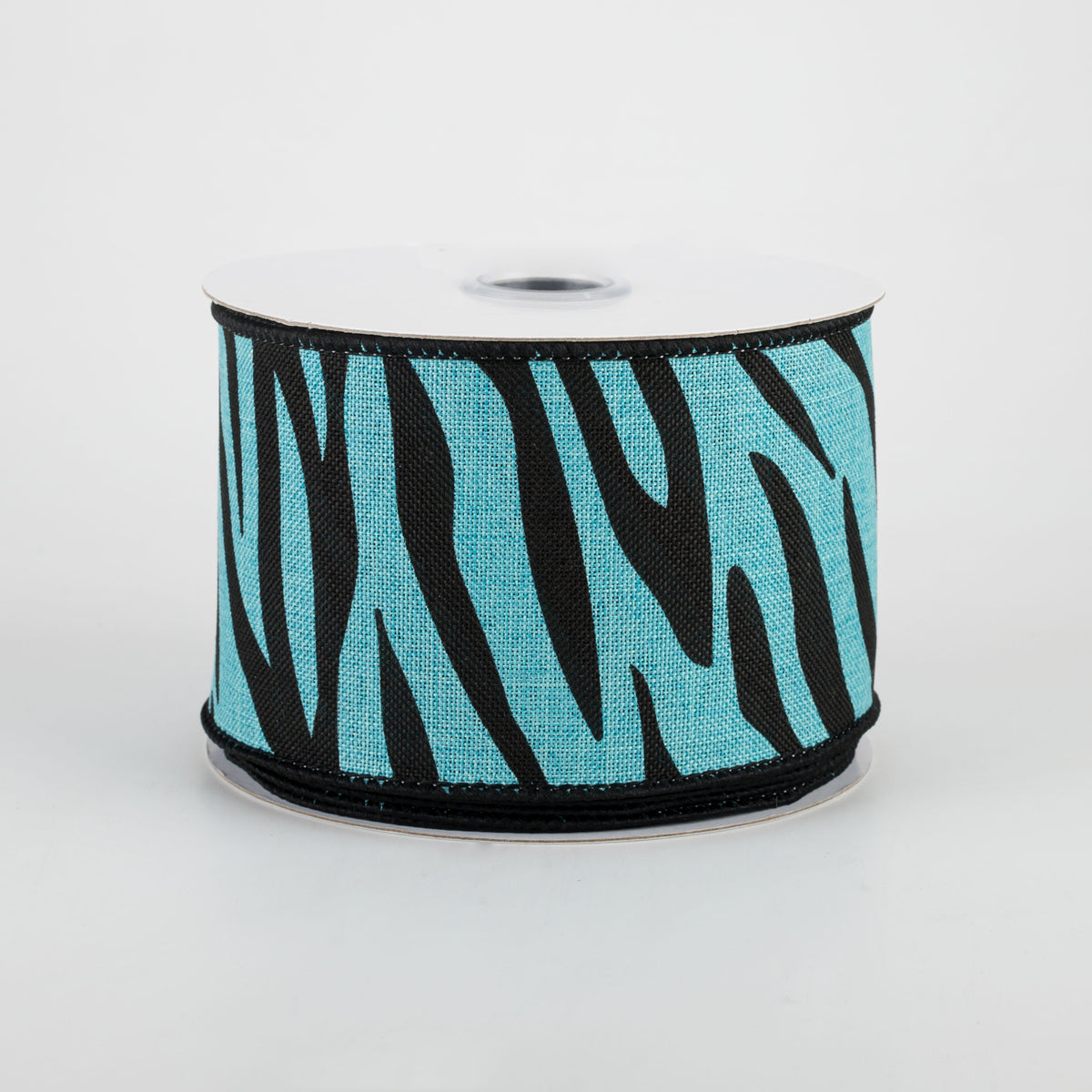 2.5" Animal Stripes Ribbon: Light Teal & Black (10 Yards)
