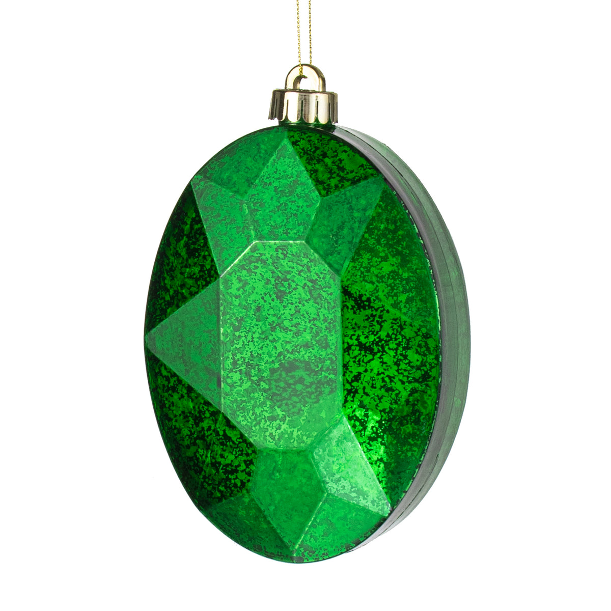 6.5" Antiqued Oval Gem Ornament: Mercury Emerald Green Item Number: XJ551706