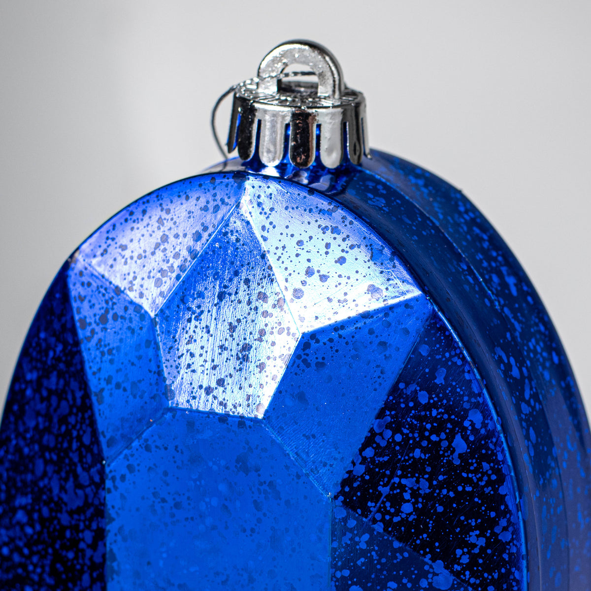 6.5" Antiqued Oval Gem Ornament: Mercury Royal Blue detail photo 3