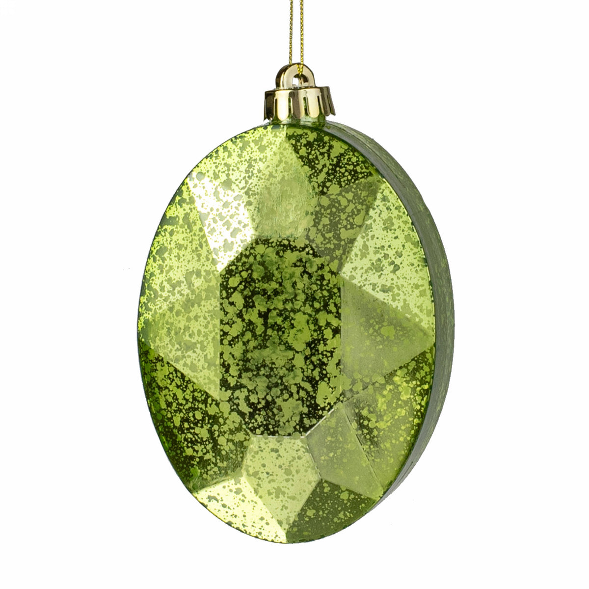 6.5" Antiqued Oval Gem Ornament: Mercury Spearmint Green Item Number: XJ5517WH