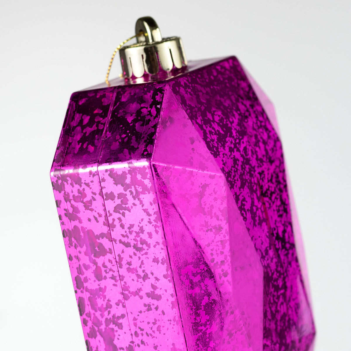 6.25" Antiqued Rectangle Gem Ornament: Mercury Fuchsia Pink detail photo 5