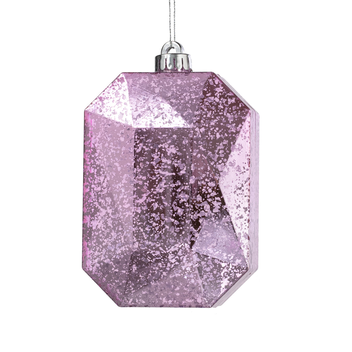 6.25" Antiqued Rectangle Gem Ornament: Mercury Ice Pink Item Number: XJ5518WF